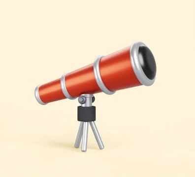 3d telescope for space exploration, science discovery, astronomy studying. Red Ilustración de archivo