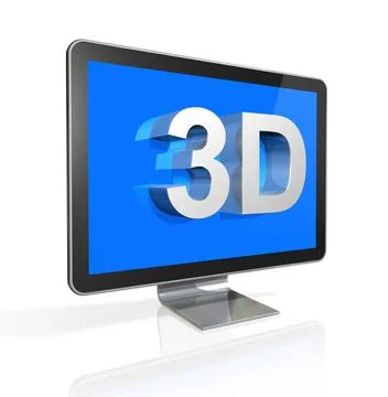 3D television screen with 3D text three dimensional television screen with... Stock Photos