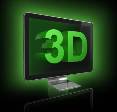 3D television screen with 3D text three dimensional television screen with... Stock Photos