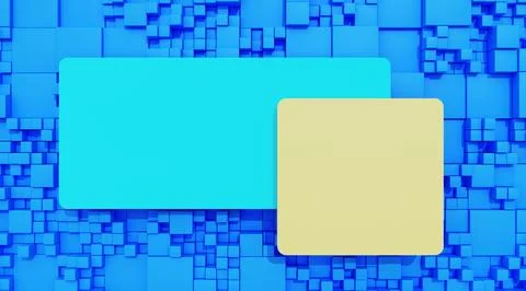 3D template with rectangular frames and a geometric background of white cubes Stock Illustration