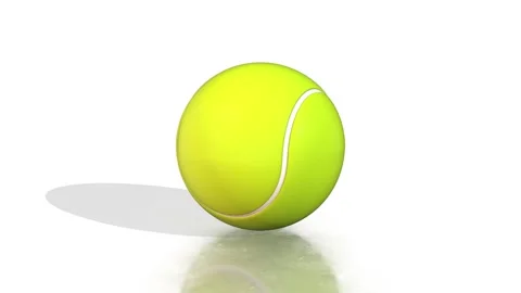 3D Tennis Ball Casting Shadow on a White Background. Tennis Ball Animation. 4K Stock Footage 287204148