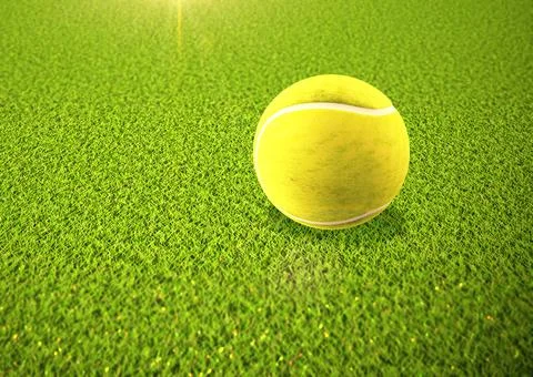 3D Tennis ball on grass Illustrazione stock