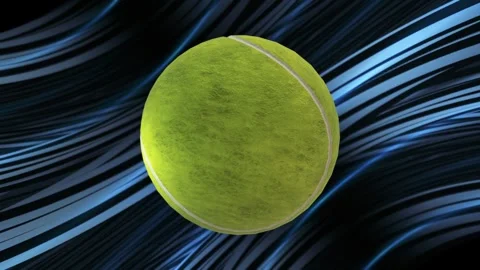 3D Tennis Ball Seamless Loop Background with Blue Splines Stock Footage 262218460