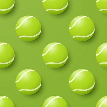 3d Tennis Ball Seamless Pattern, Vector Illustration. Green Vector Background Ilustración de archivo