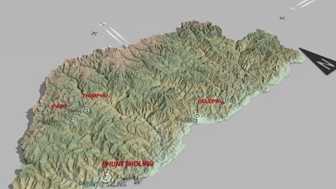 3d terrain map Bhutan Stock Footage 152891583