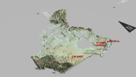 3d terrain map Canada Stock Footage 153440458
