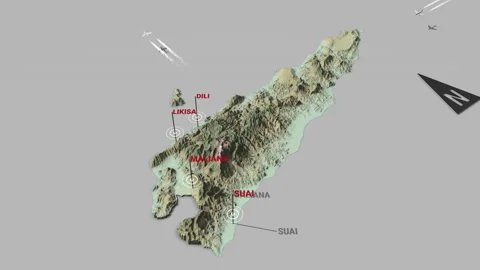 3d terrain map East Timor Stock Footage 153670788