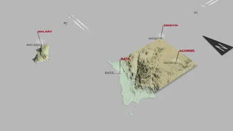 3d terrain map Equatorial Guinea Stock Footage 153448708