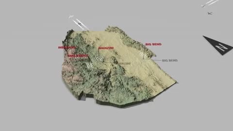 3d terrain map Eswatini Stock Footage 153450672