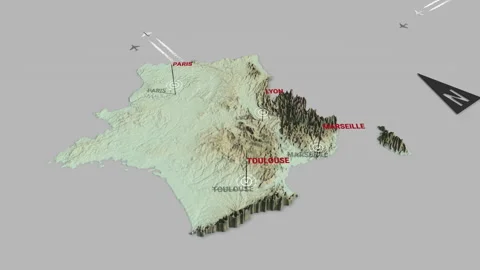 3d terrain map France Stock Footage 153453548