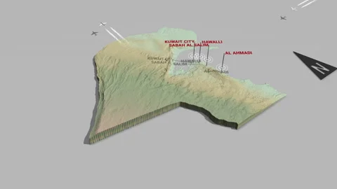 3d terrain map Kuwait Stock Footage 154181521