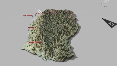 3d terrain map Lesotho Stock Footage 154183034