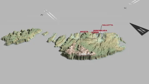 3d terrain map Malta Stock Footage 154184774