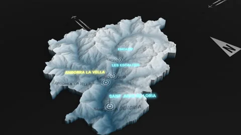 3d terrain map night Andorra Stock Footage 160923051