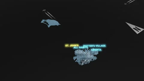 3d terrain map night Antigua and Barbuda Stock Footage 160925352
