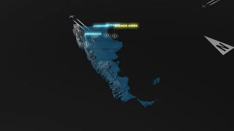 3d terrain map night Argentina Stock Footage 160925764
