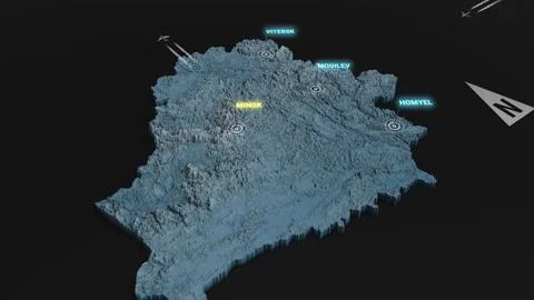 3d terrain map night Belarus Stock Footage 161607372