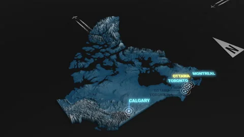3d terrain map night Canada Stock Footage 161581682