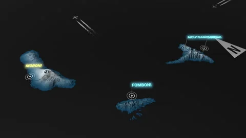 3d terrain map night Comoros Stock Footage 161590021