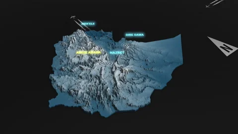 3d terrain map night Ethiopia Stock Footage 161603771