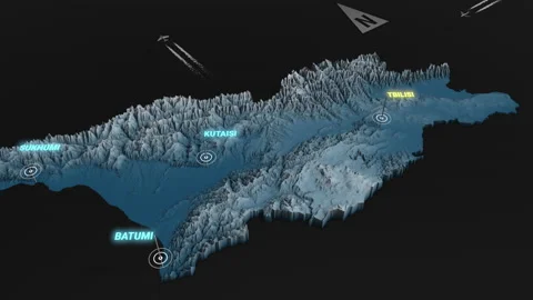3d terrain map night Georgia Stock Footage 161900292