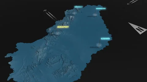 3d terrain map night Hungary Stock Footage 161910076
