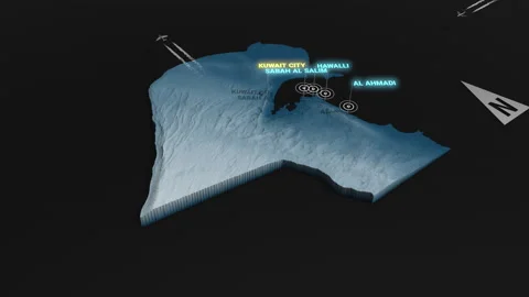 3d terrain map night Kuwait Stock Footage 161881863