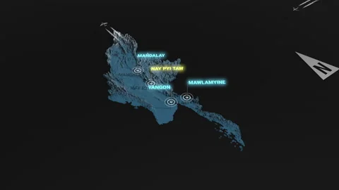 3d terrain map night Myanmar Stock Footage 162117540