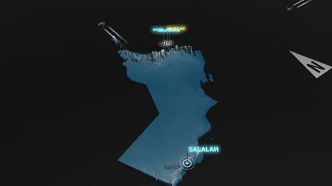 3d terrain map night Oman Stock Footage 162091689