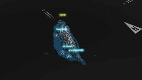 3d terrain map night Taiwan Stock Footage 163563674