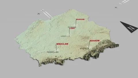 3d terrain map Poland Stock Footage 154712763