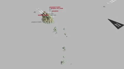3d terrain map Saint Vincent and the Grenadines Stock Footage 154716217