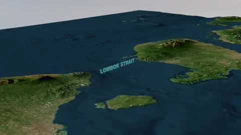 3D Terrain Visualization of Lombok Strait Maritime Shipping Lane 4K 스톡 동영상 335388402