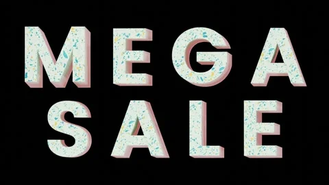 3d terrazzo texture mega sale business concept text on black background 4k video Stock Footage 304495617