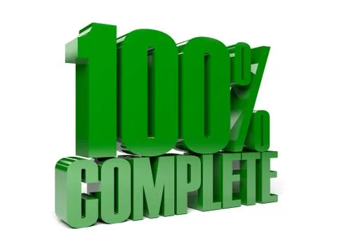 3D text 100% complete. Concept illustration. Stock Illustration