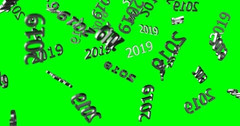 3d text 2019 falling Stock Footage 101312495