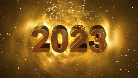 3D text 2023 background in golden color Stock Footage 220768338