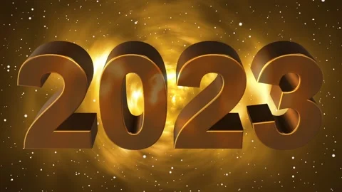 3D text 2023 background in golden color Stock-Footage 220768630