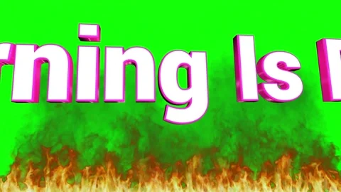 3D text animation on green screen. Burning letters with fire effect for video Stock Footage 340597658