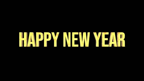 3d text animation happy new year gold color in black isolated background. 3d Stock Footage 250192741