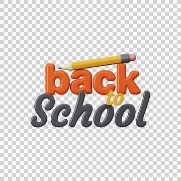 3d text back to school with pencil. Stock Illustration