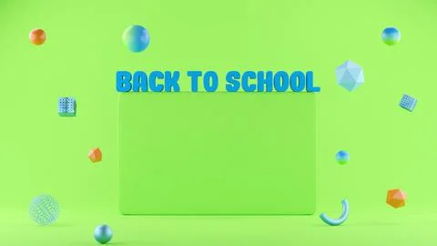 3D text Back To School with space for text or merchandise, bright green Stock Illustration