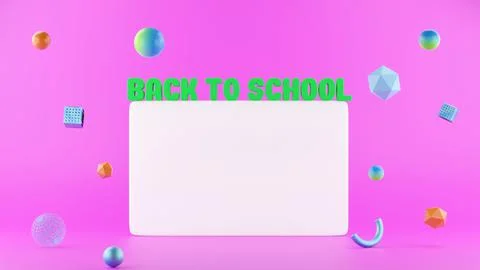 3D text Back To School with space for text or merchandise, bright pink banner Stock Illustration