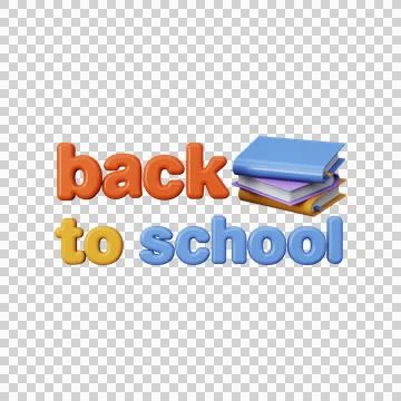 3d text back to school with stack of books. Stock Illustration