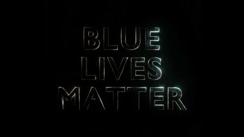 3d text Blue Lives Matter shimmers on a black background Stock Footage 153978507
