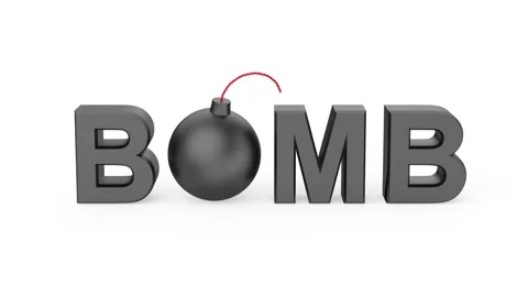 3D text BOMB with round bomb Stock Footage 312120289