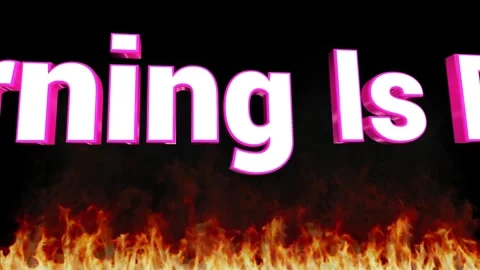 3D text burning in fire. Flaming letters with intense heat and glowing flames. Stockbeeldmateriaal 340597653