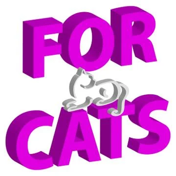 3D text with cat isolated on white background. Home pet. Stock Illustration