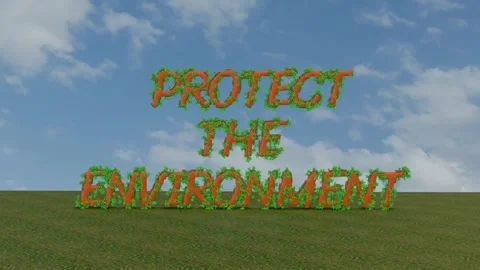 3D Text Clip "Protect the Environment" with Moving Camera. Nature Background Stock Footage 305969855