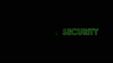 3D Text creates COMPUTER SECURITY with glow color random effect on black Stock Footage 156548796